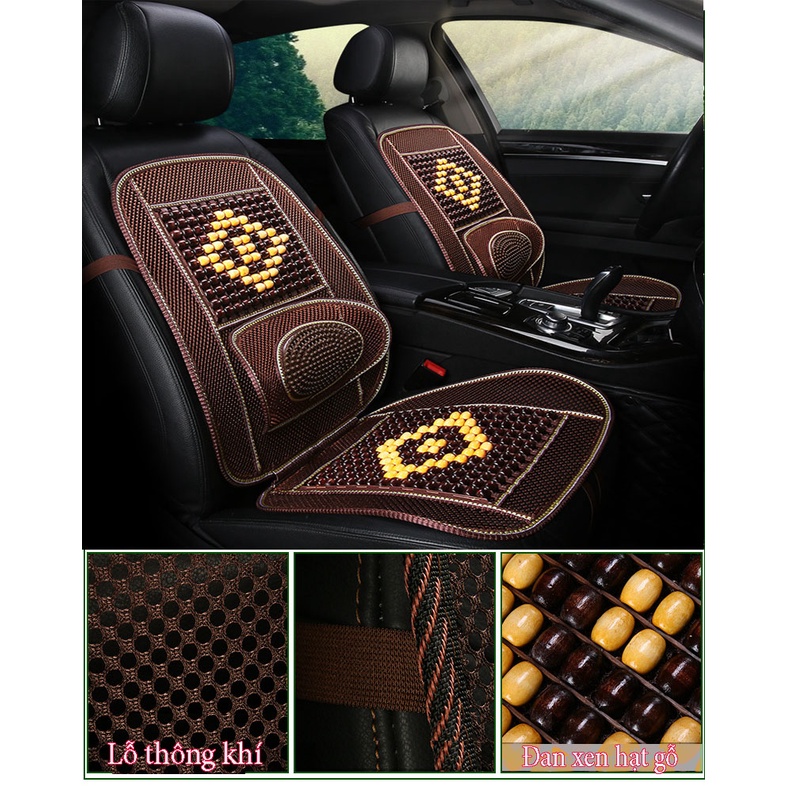 Tựa lưng lót ghế ô tô massage ,đan xen hạt gỗ. Thoang mát ,dễ chịu