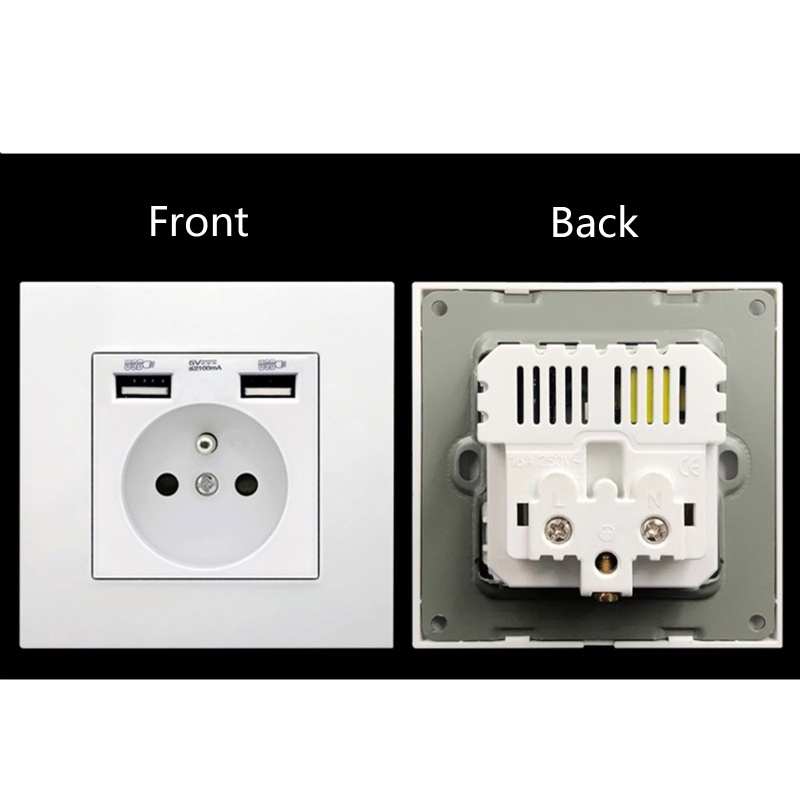 Ổ Cắm Điện EU Hai Cổng USB Tiện Dụng Cho Gia Đình