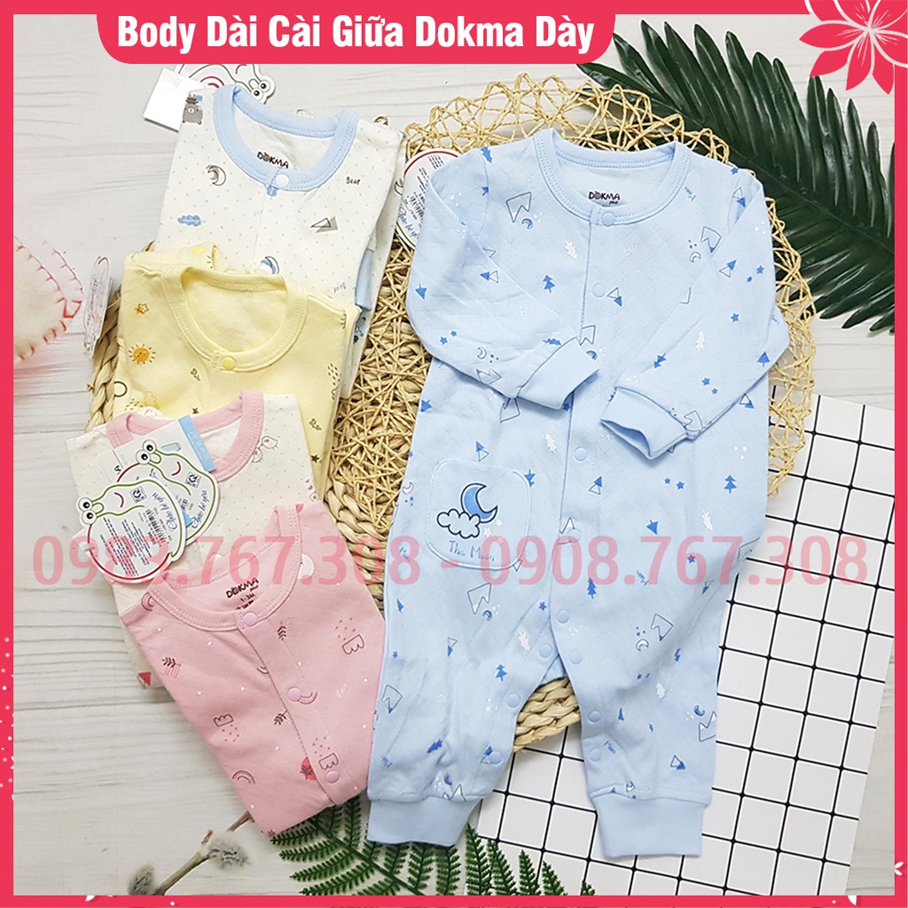 Body Dài Cho Bé Cài Giữa Dokma Chất Cotton Dày - Body Dày Cài Giữa