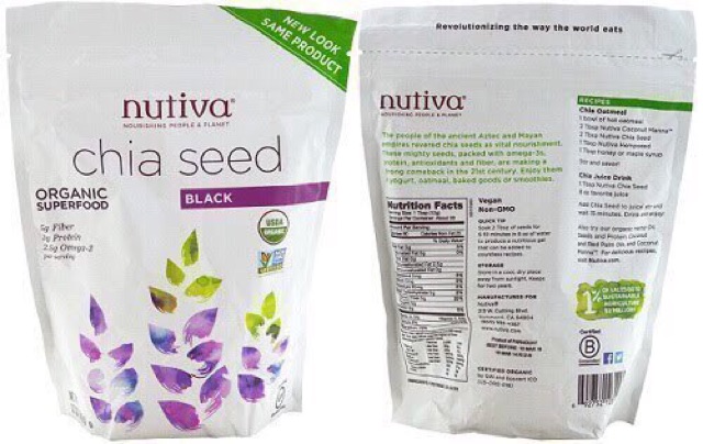 🍊🥝🍋HẠT CHIA MỸ NUTIVA ORGANIC BLACK CHIA SEED, 907g 📆HSD: 01/2021