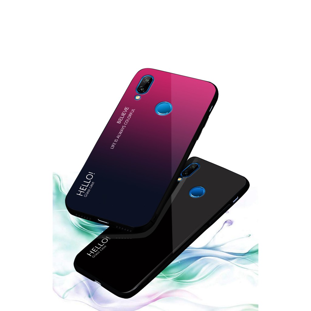 Huawei Nova3 nova3i Nova 3E Case Color Gradient Tempered Glass NOVA 3i Toughened GlassAnti-Scratch Anti-Dropping Case