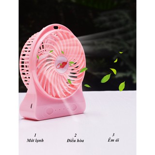 [XẢ LỖ]Quạt Mini Cầm Tay - Quạt 3 Tốc Độ Có Đèn (Full bộ: Quạt + Pin + Dây Sạc) Q01