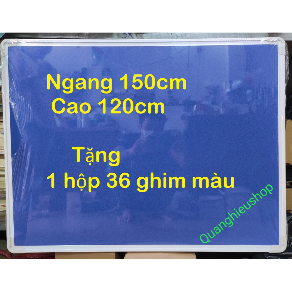 Bảng ghim nỉ treo tường kích thước 120 x 150cm tặng kèm 36 ghim màu