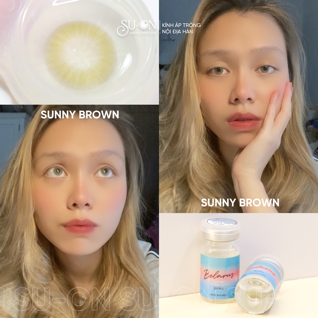 Lens nâu tây ánh rêu SUNNY BROWN, kính áp tròng Hàn Quốc chính hãng 14mm, lens cận 6 tháng siêu êm