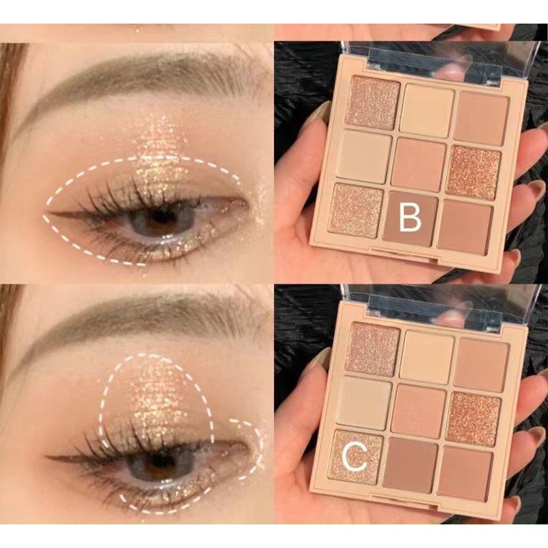 Bẳng phấn mắt 9 ô màu đẹp Hudapro