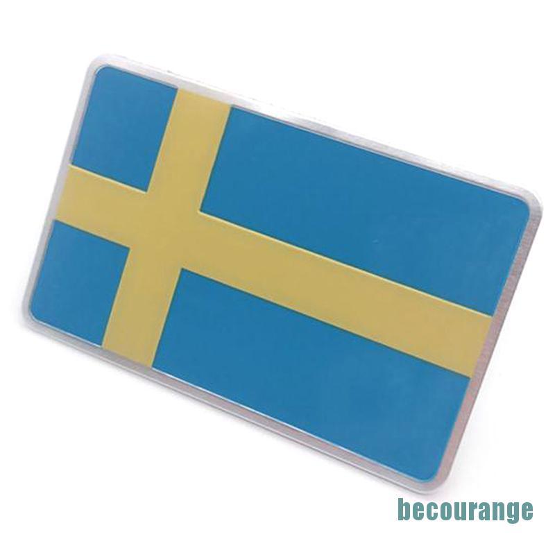 [becourange]1Pc Sweden flag logo emblem alloy badge car motorcycle decor stickers