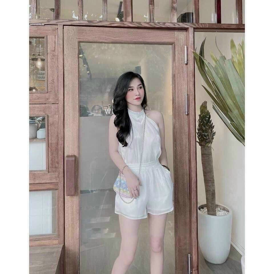 [[8.8 Sales Freeship] Set bộ voan cổ yếm kèm quân short đùi, bộ áo yếm babydoll xòe đi chơi, đi biển dễ thương