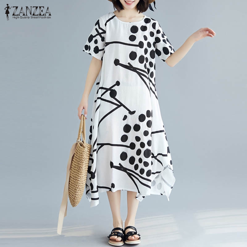 Đầm Maxi ZANZEA Cổ Tròn Dáng Rộng Họa Tiết Hoa Thời Trang Cho Nữ | BigBuy360 - bigbuy360.vn