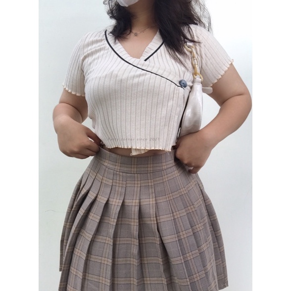 ❣áo croptop kiểu gài nút BIGSIZE đắp chéo một bên cho nàng mũm mĩm FATTYTA | BigBuy360 - bigbuy360.vn