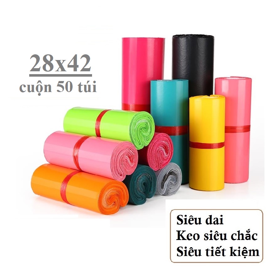 Túi gói hàng niêm phong size 28x42cm cuộn 50 túi