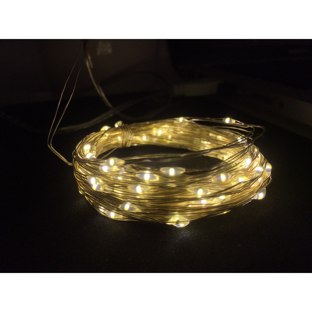 (10 Mét 100 Bóng) Đèn Led Xài Cổng Sạc USB Dây Đèn Đom Đóm Fairy Light Không Chớp Decor Trang Trí Tiệc Cắm Trại Đẹp