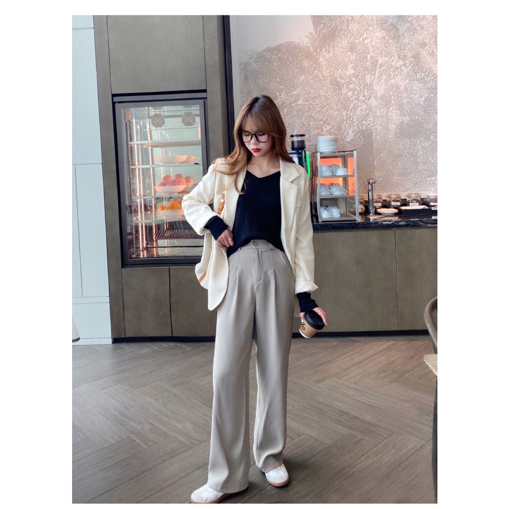 ZHELIHANGFEI Áo Len Tay Dài Cổ Chữ V Dáng Ôm Quyến Rũ Trẻ Trung Hợp