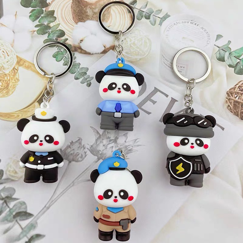 Móc khoá Gấu trúc bảo vệ dễ thương dùng treo balo , móc khoá