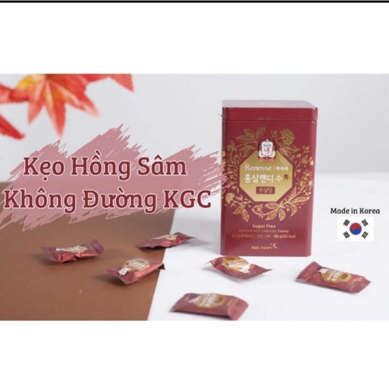 Kẹo hồng sâm không đường KGC Hàn Quốc tốt cho sức khỏe giúp cho tinh thần sảng khoái tăng sức đề kháng- hộp 180g