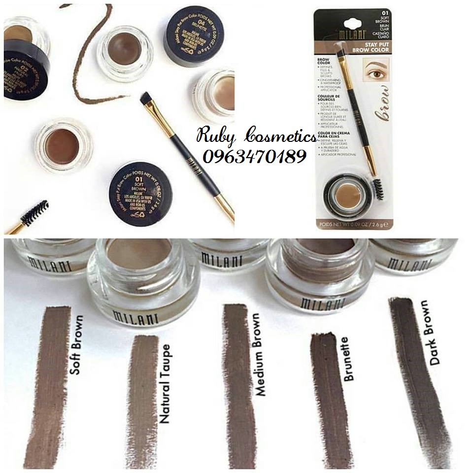 Gel Kẻ Mày Milani Stay Put Brow Color Kèm Cọ (2,6g) - Kẻ Mày dupe hoàn hảo của Anastasia Berverly Hills