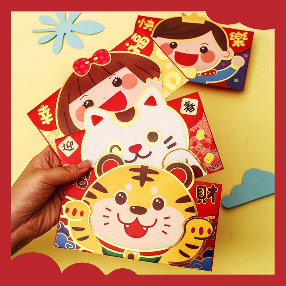 Set 4 bao lì xì hình hổ dễ thương