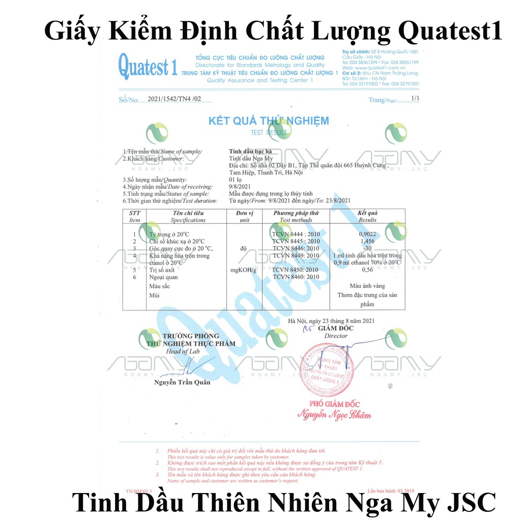 Tinh Dầu Thơm Phòng Nga My Thiên Nhiên Nguyên Chất Dung Tích 100ml Có Chứng Nhận Nhập Khẩu C.O.A Và Phân Tích Quatest