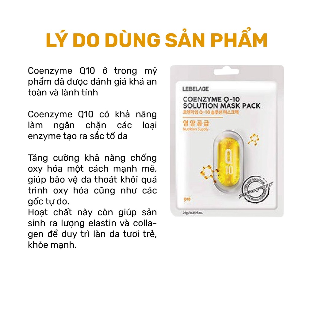 Mặt Nạ Dưỡng Trắng Da, Ngăn Lão Hóa Lebelage Coenzyme Q-10 Solution Mask Pack 25g