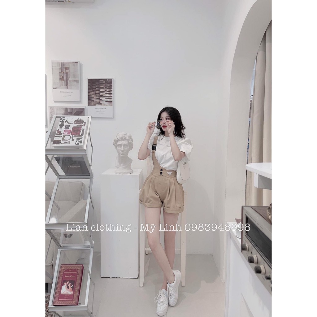 Set Yếm 2 Món Sơ Mi Tay Bồng Lệch Vạt Tinh Tế | BigBuy360 - bigbuy360.vn