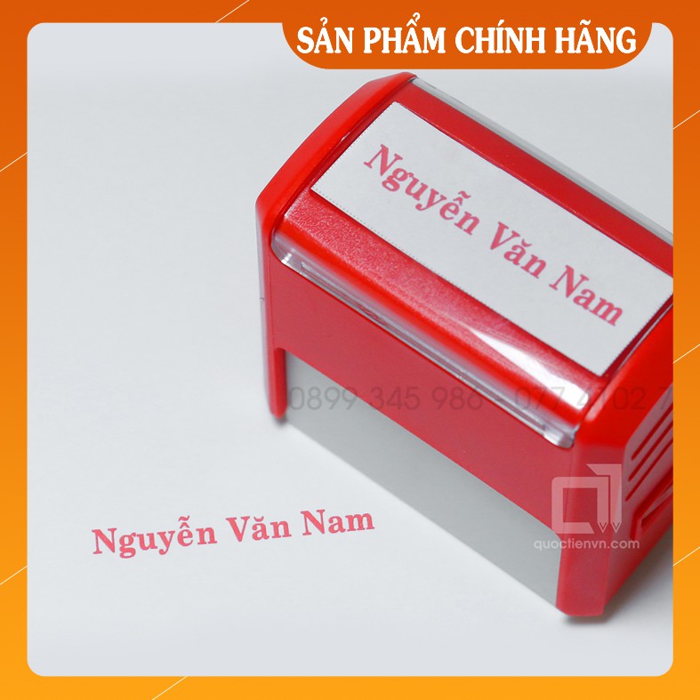 Con dấu tên làm theo tên yêu cầu 1 dòng chữ kích thước 14x38mm