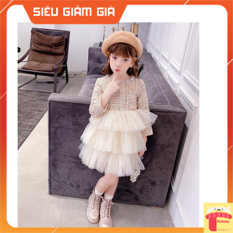 Váy dạ phối ren 3 tầng Tong Yan bé gái 3-8 tuổi