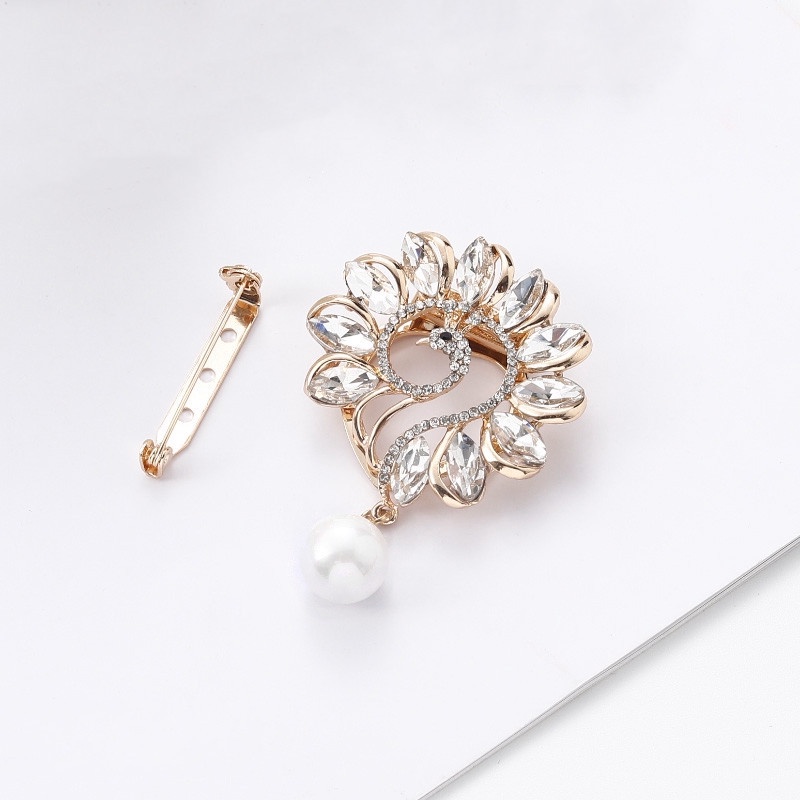 Phụ Kiện Cài Khăn Choàng Đính Đá Ngọc Trai Giả Thời Trang Hàn Quốc