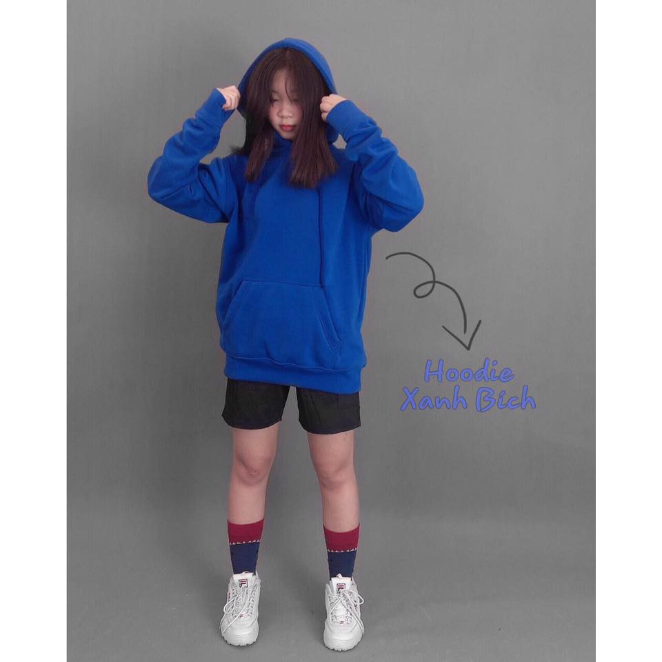 [FREESHIP] áo hoodie xanh dương trơn unisex - áo khoác nỉ bông hoodie basic blue