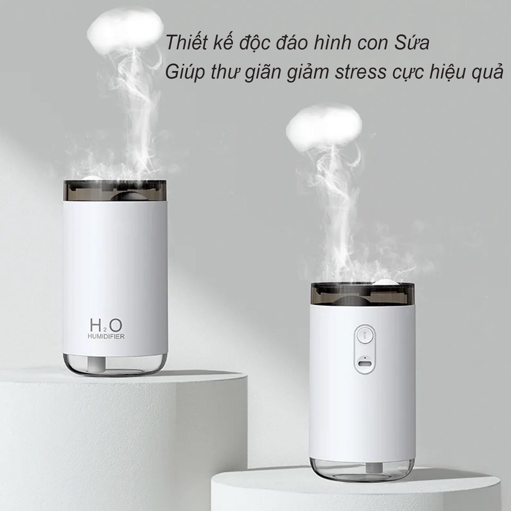 Máy Xông Tinh Dầu, Máy Phun Sương Khuếch Tán Tinh Dầu, Đèn Ngủ Tạo Ẩm, Tích Hợp Pin Sạc 2300mAh, Dung Tích 250ml