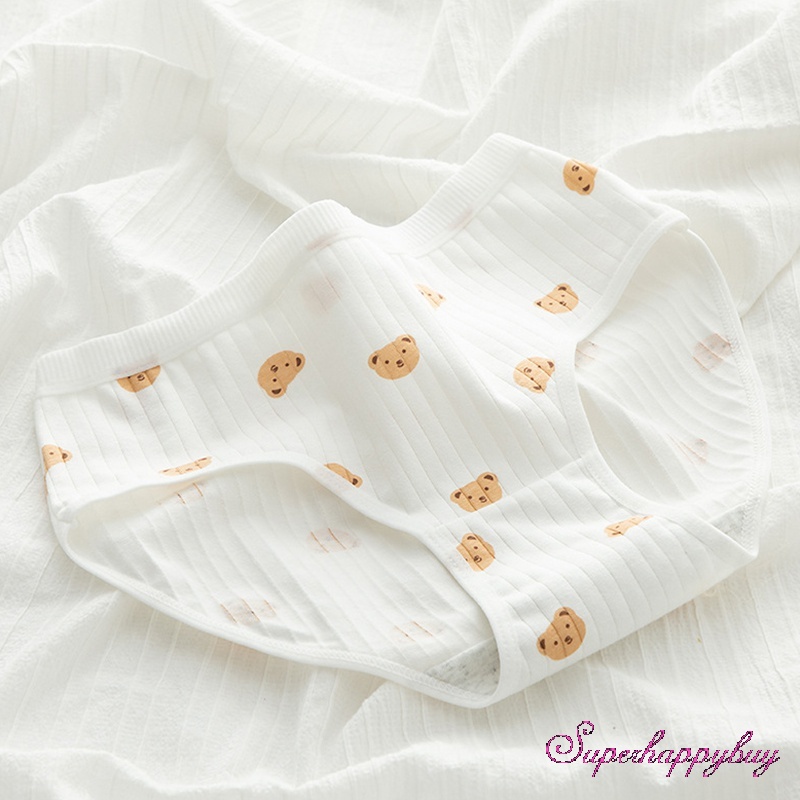 Quần Lót Cotton Mềm Mại In Họa Tiết Gấu Hoạt Hình Thoải Mái Cho Nữ