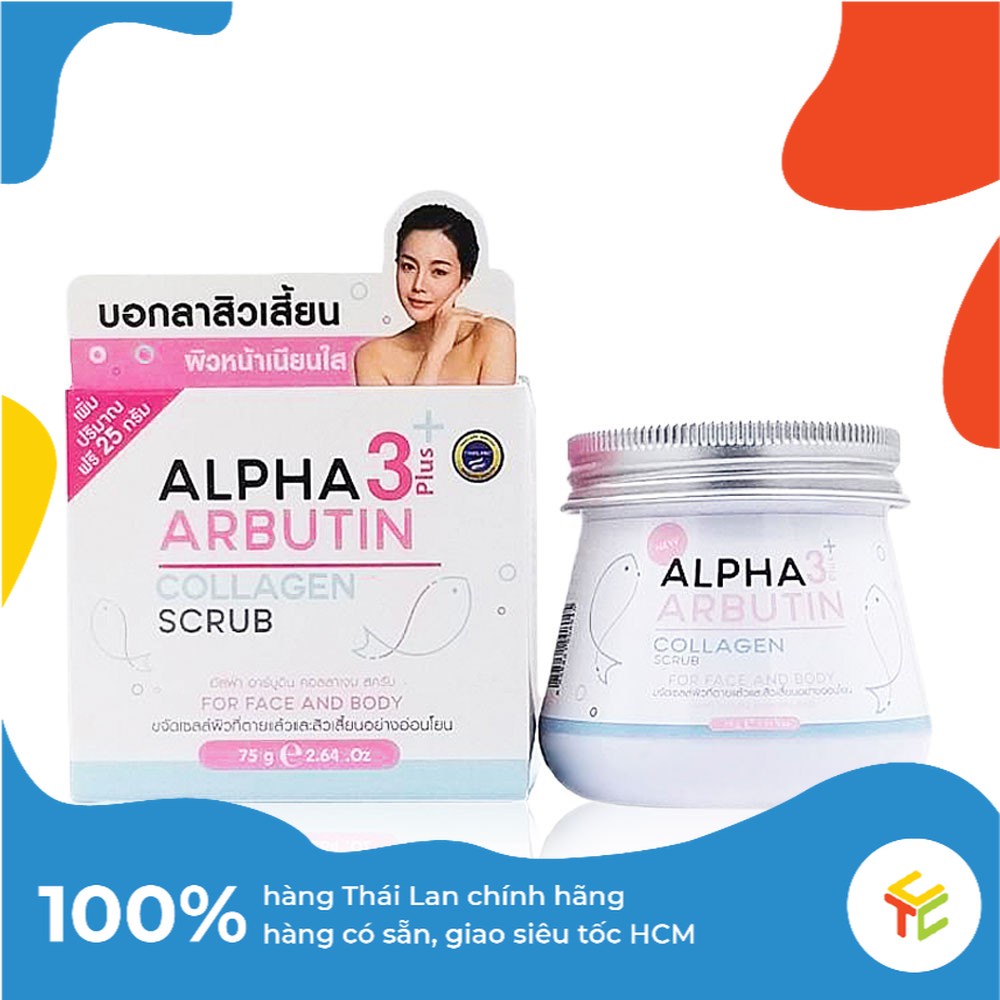 Kem Tẩy Tế Bào Chết Da Mặt Và Body Alpha Arbutin 3 Plus+ Collagen Scrub Thái Lan