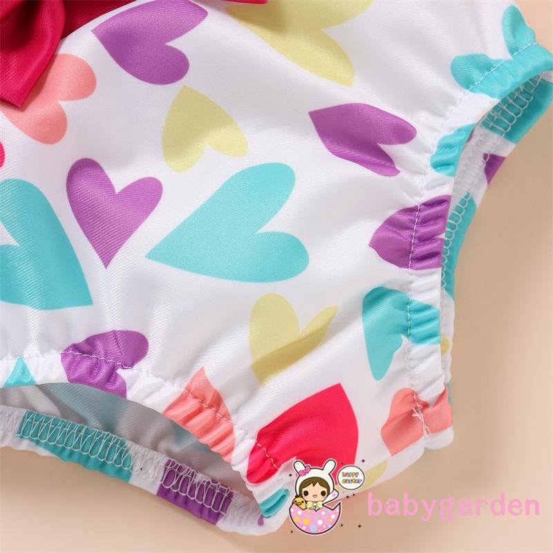 Đồ bơi một mảnh/hai mảnh in họa tiết trái tim phối bèo xinh xắn cho bé gái 0-12 tuổi