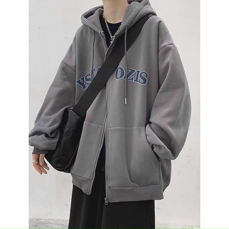 Áo KHOÁC NỈ Dây Kéo Có Mũ Hoodie OZIS Kéo Khoá Zíp From Rộng Tay Bồng Ulzzang Unisex