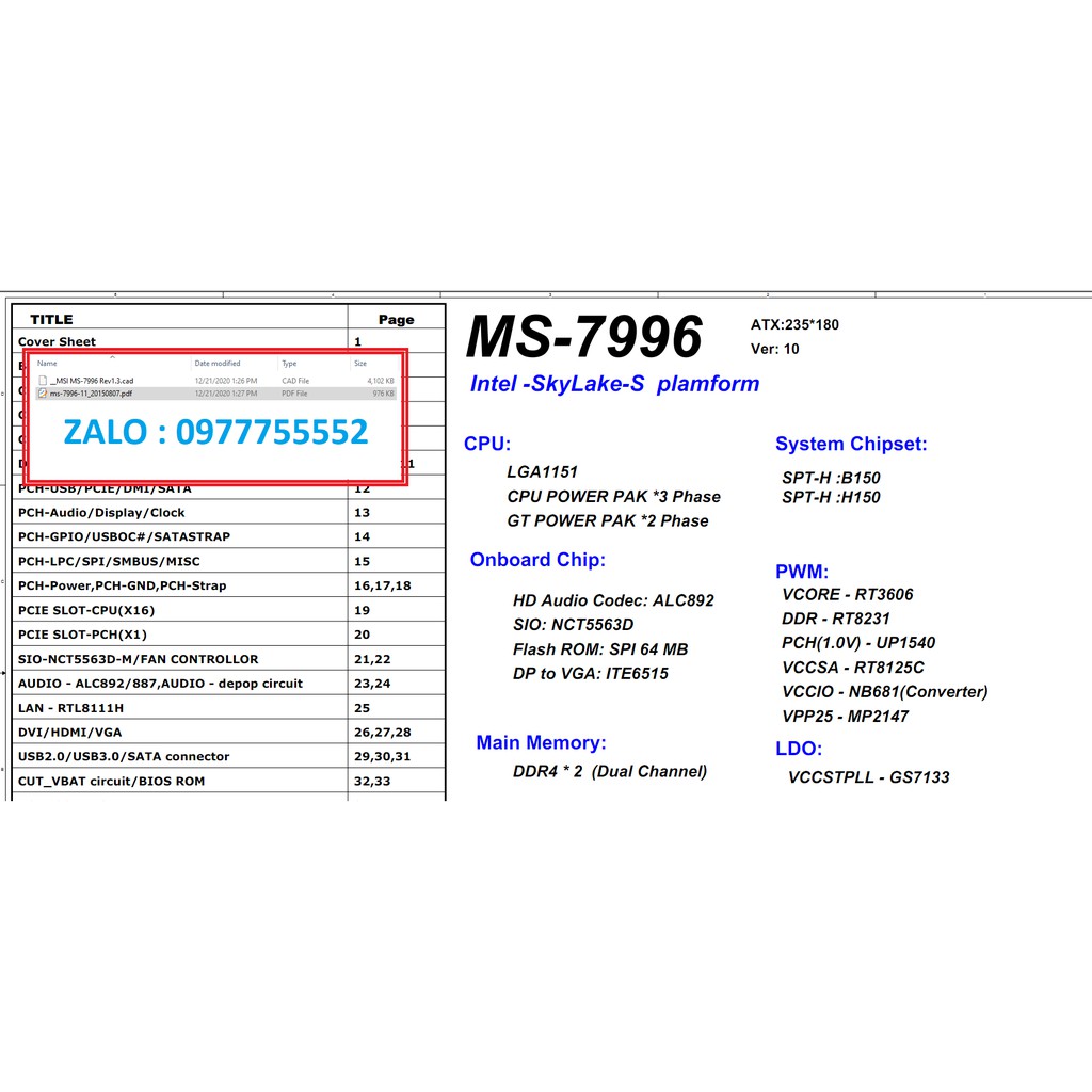 Boardview + Schematic Mainboard MSI MS-7996