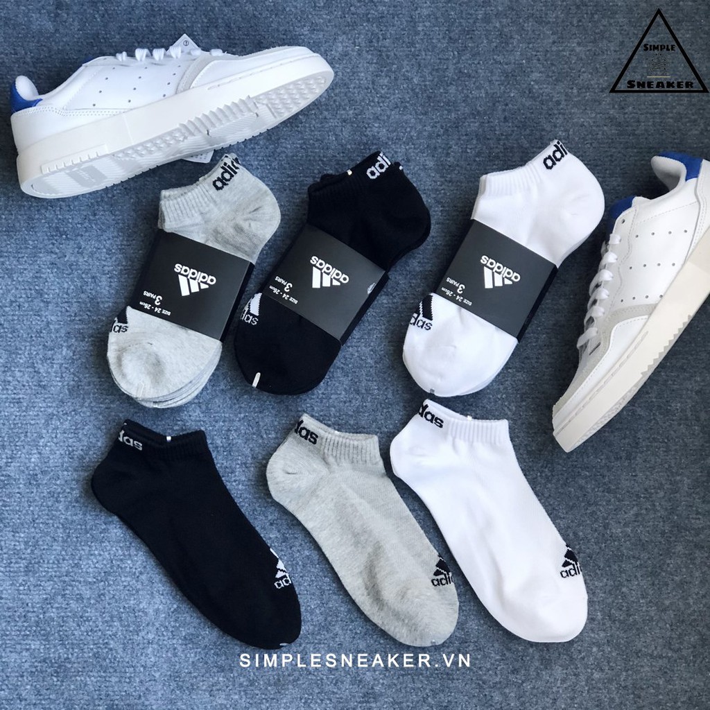 Vớ Lười Adidas ️💙FREESHIP️💙 Tất Tất Nam Nữ Unisex Chính Hãng - Chất Dày Dặn Cao Cấp Chống Hôi Chân - Đen Trắng Xám