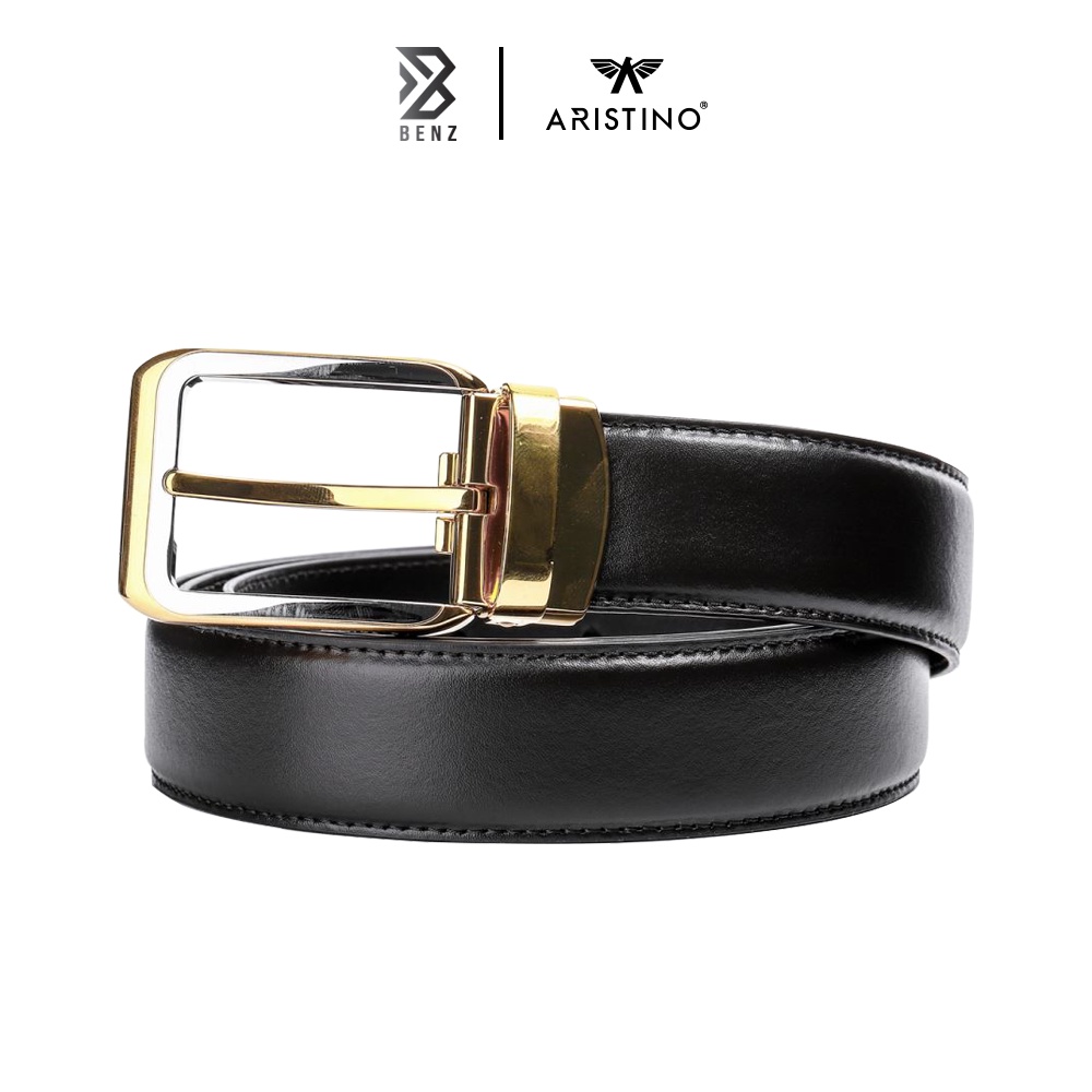Thắt lưng da nam Aristino mặt dây không gỉ cao cấp, chất liệu da thật hạn chế bong nổ