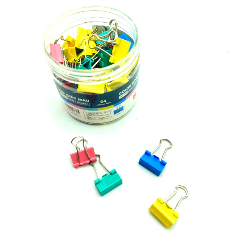 Hộp 60 Kẹp Giấy Màu 15mm - Hồng Hà 6638 (4 Màu/ 60 Kẹp) - Hồng Hà
