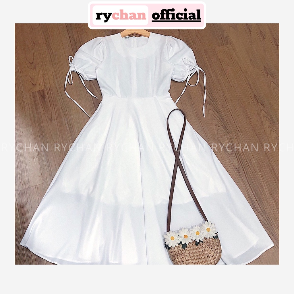 [ẢNH THẬT CUỐI] Đầm Xoè Midi Trắng Tay Nơ Có Lót - DX292