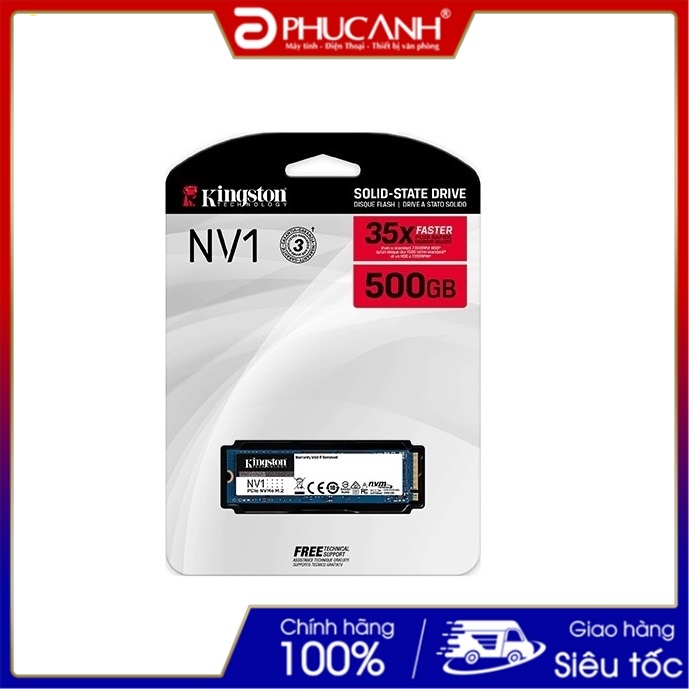 Ổ SSD Kingston NV1 500Gb PCIe NVMe Gen3x4 M2.2280 (BH 36 tháng, Chính Hãng)