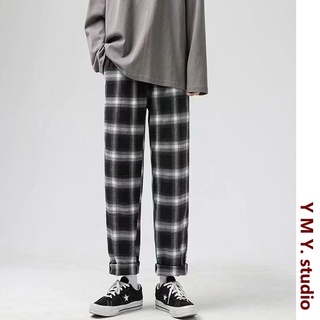 Quần Baggy Nam Nữ Kẻ Caro đen trắng Ống Suông Unisex - Kiểu quần ống rộng suông vải kẻ caro - MAD Town