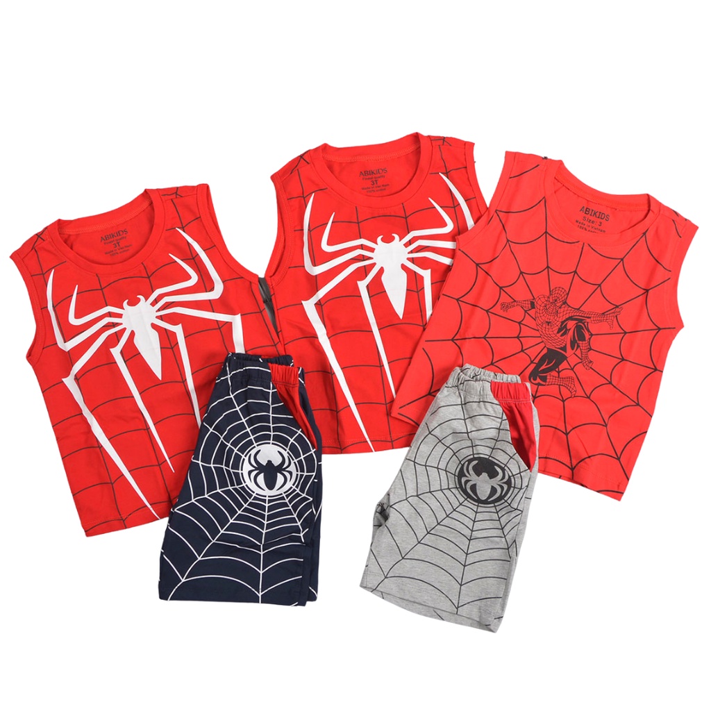 Đồ Bộ Sát Nách Bé Trai Phối Nhện Kèm Mặt Nạ