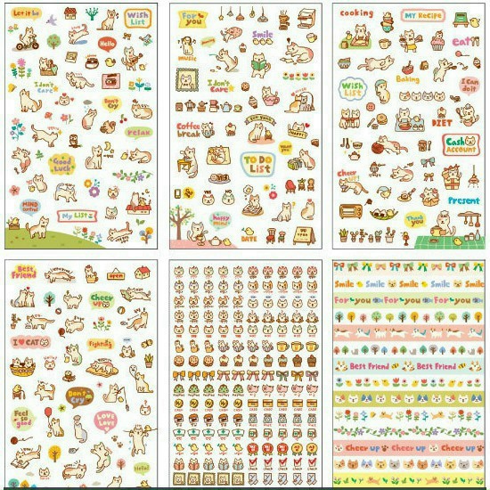 Set 6 tấm sticker Mèo Con