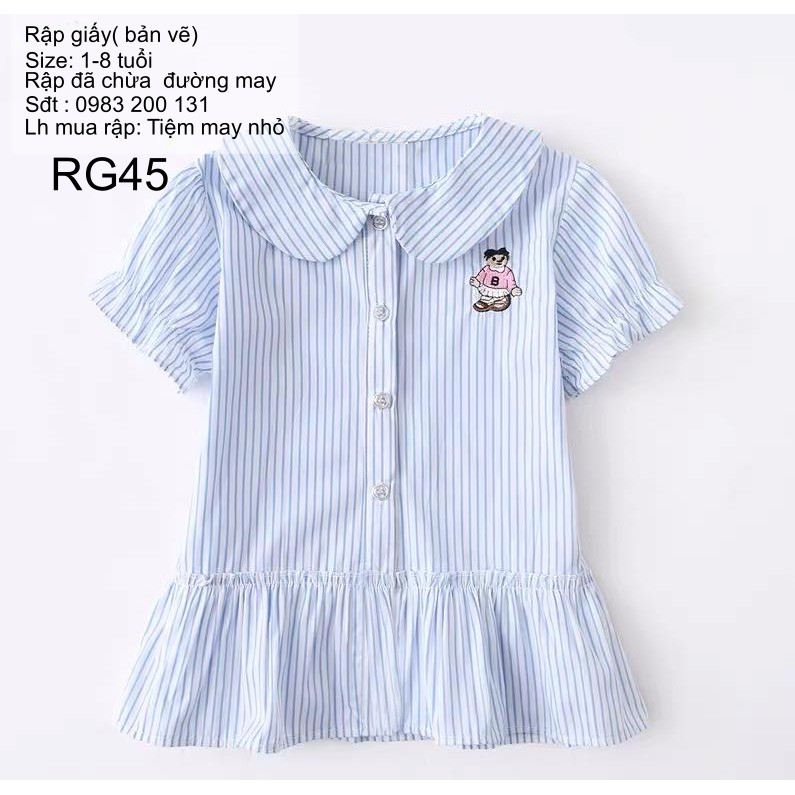 RG45_Rập giấy may đầm đuôi cá bé gái