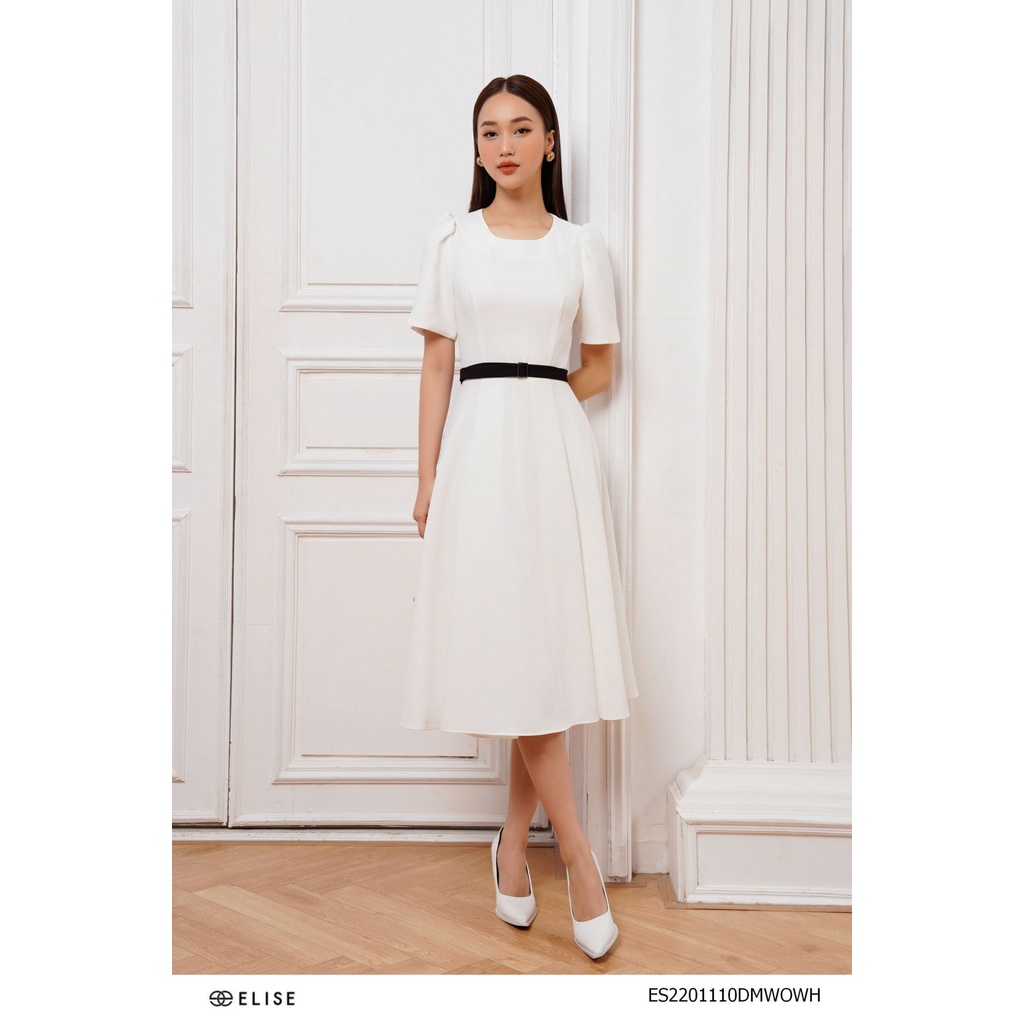 Đầm trắng đai đen thiết kế Elise Live Only ES2201110DMWOWH