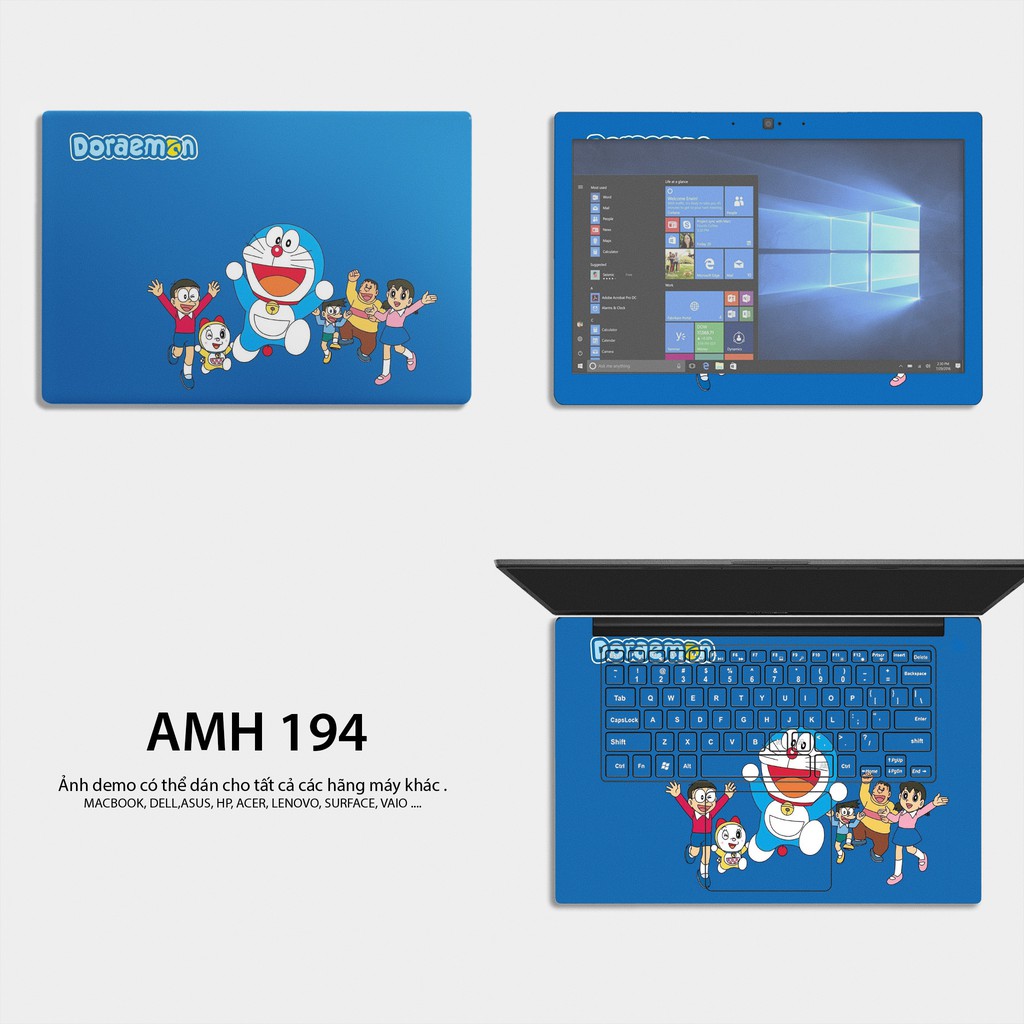 Bộ skin dán laptop mẫu Doraemon / Có mẫu decal dán cho tất cả các hãng máy tính