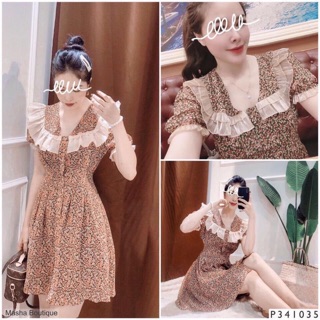 Váy hoa nhí cổ bèo chuẩn điệu