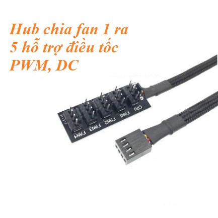 Bộ Chia Quạt Fan HUB 5 cổng Fan Case 4 pin điều tốc PWM, DC