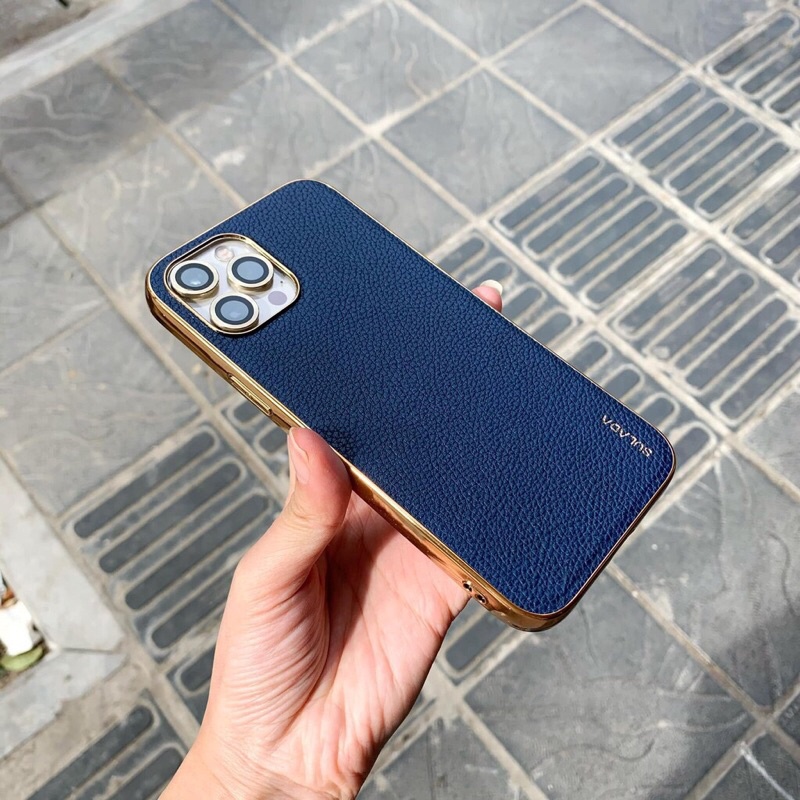 🌟CHÍNH HÃNG🌟 Ốp da SULADA sần cao cấp mạ viền vàng gold sang trọng iphone X XS / MAX /11 12 MINI PRO MAX