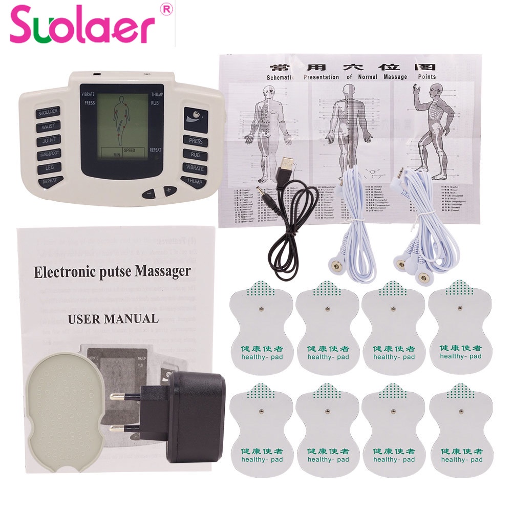 Set máy mát xa cơ thể SUOLAER 584721 kèm 16 miếng dán mát xa bằng điện tiện dụng