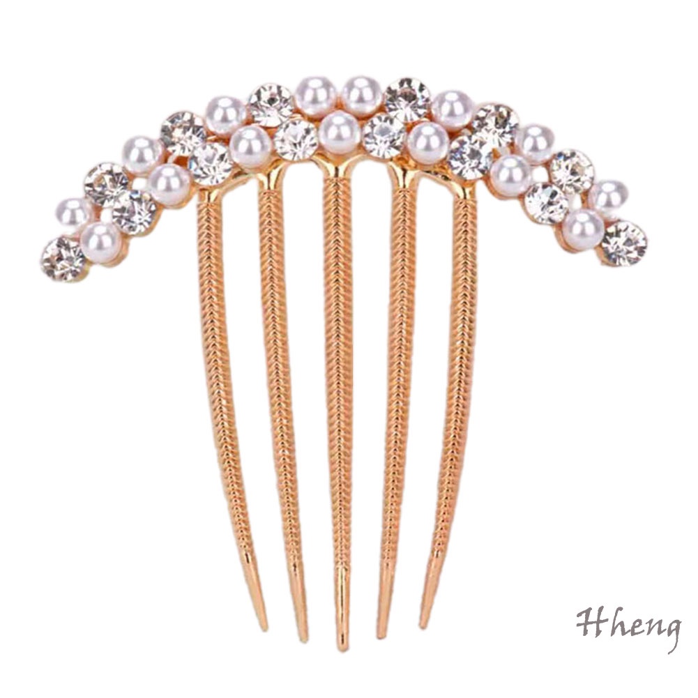 YADORNOS Kẹp Tóc Đính Đá Ngọc Trai Nhân Tạo Có Đính Đá Pha Lê 1 Cái