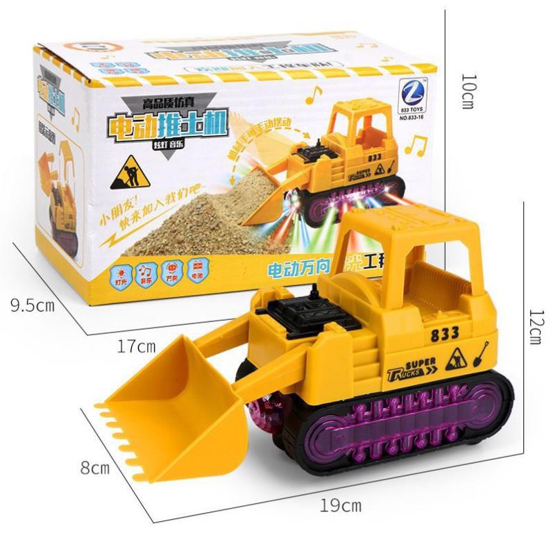 Xe máy ủi, máy lu, máy xúc chạy pin có nhạc, đèn, xoay